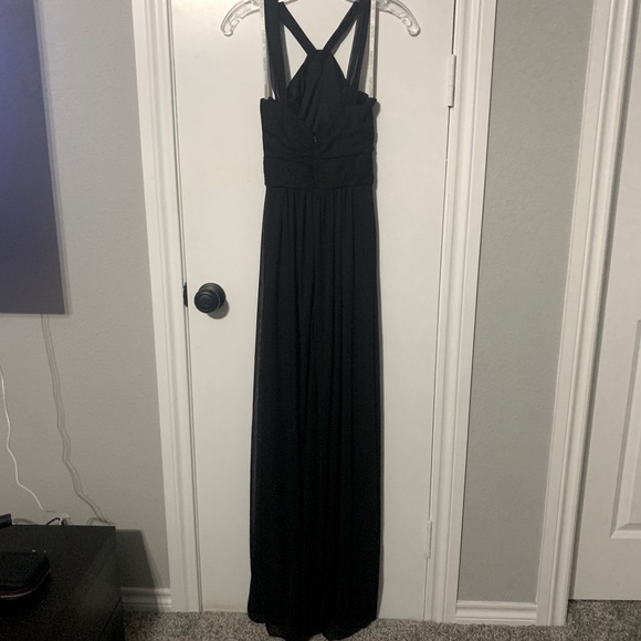 David’s Bridal Black Long Bridesmaid Dress Flowy Women’s Size 0 Like New - Picture 4 of 7